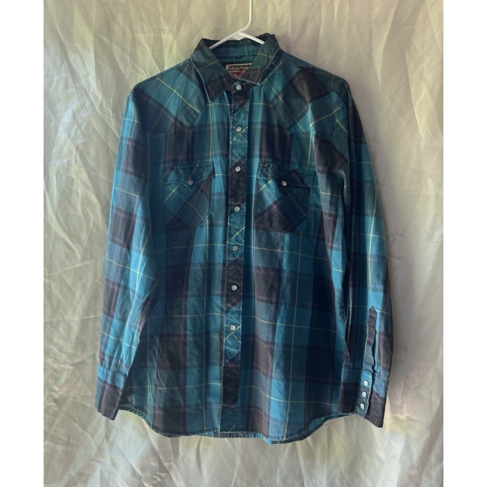 Vintage Youngblood Western Shirt Mens XL Plaid Pearl Snap Long Sleeve‎ Cowboy